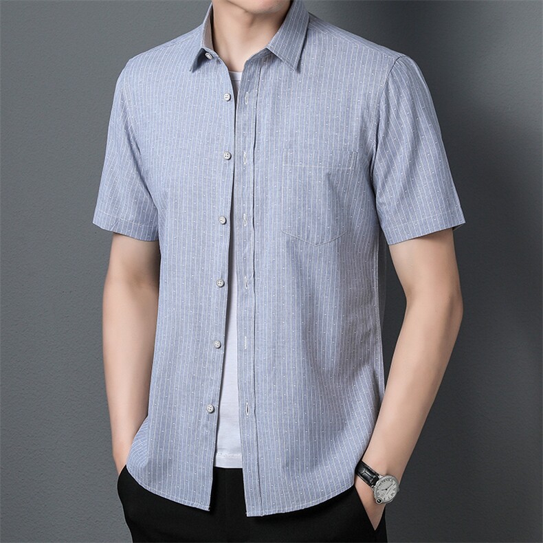 ADd32240钱塘2020-3夏季新款男士条纹商务休闲短袖衬衫P60,男装衬衫,钱塘207-3