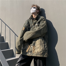 美式复古潮流休闲外套2024秋季新款水洗做旧牛仔夹克男W7957-P62，男装夹克，星座512-4