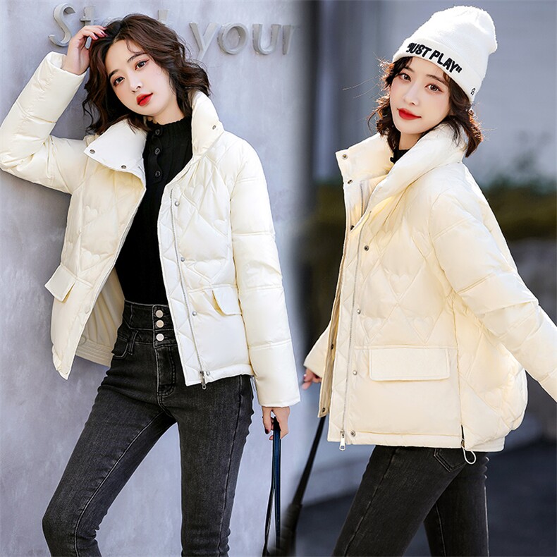 2025冬季新款时尚立领保暖舒适气质显瘦90白鸭绒羽绒服，女装羽绒服，心心服饰