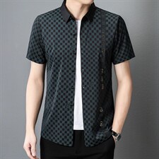 夏季男士短袖衬衫2023新款休闲商务衬衣男装上衣ZL1269-P70，男装衬衫，星座1105-3