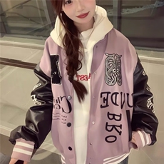 A202-P65美式高街拼接字母刺绣夹克棒球服男女春季新款潮牌，男装夹克，电商B323A
