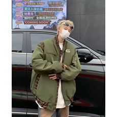 秋冬美式复古格子拼接飞行服夹克宽松棉服外套男女潮JK8234，男装夹克，星座1116A-1（原606A）