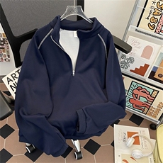 半高领拉链卫衣男女宽松廓形休闲外套1477P47，男装卫衣，星座410-2