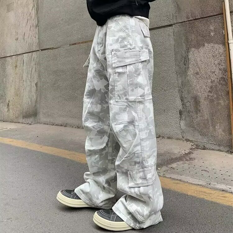 秋季迷彩多口袋工装裤男宽松复古机能高街阔腿休闲长裤L83588-P60,男装工装外套,星座1008
