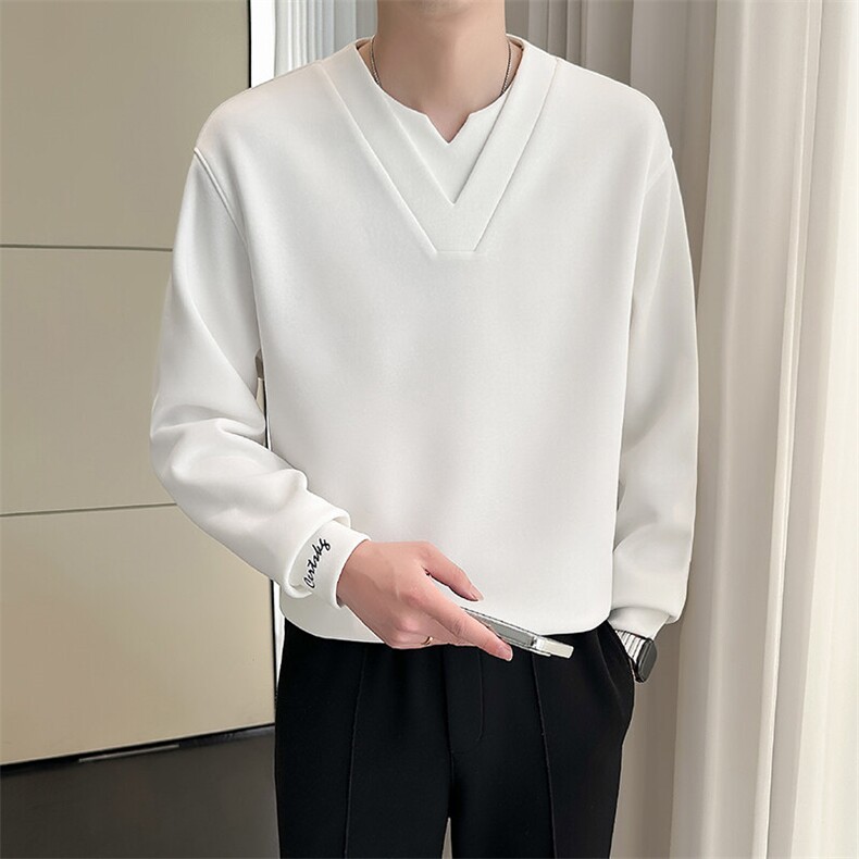 轻熟风~春季新款假两件刺绣卫衣T7707/P58，男装卫衣，电商B331