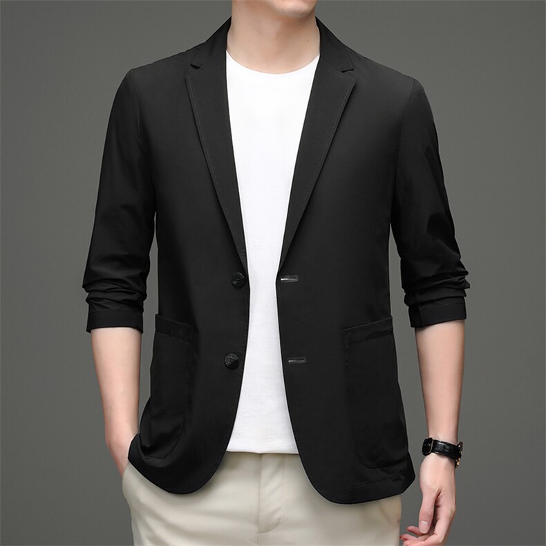 单排扣2023年翻领口袋春季上衣中老年长袖时尚西服SL2212,男装西服,钱塘6003（原4033）