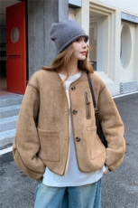 新款双面穿羊羔毛外套25105P190K288，女装短外套，2D035