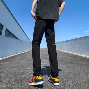 现货 夏季美式高街后破洞修身弹力牛仔裤男 K802-K867-P45图片