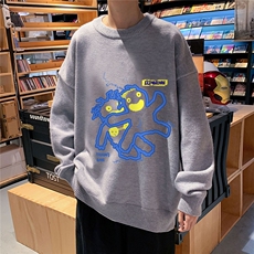 1港风新款宽松休闲中性情侣潮流印花毛衣男外套7831P48加绒P55，男装针织衫/毛衣，星座226-2