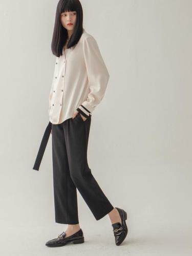 2012X1016海军风英伦翻领衬衫，女装衬衫，parfum labo