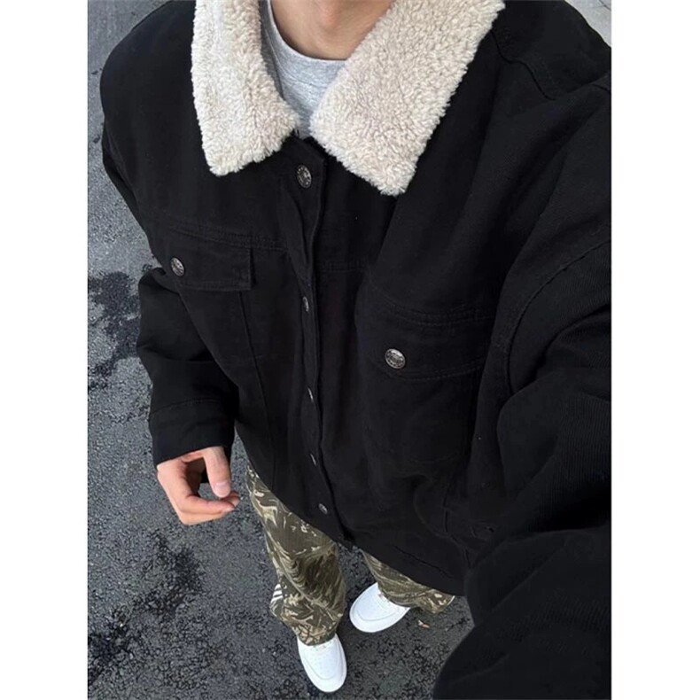 【有货】866CC-P75羊羔毛棉服外套男加绒加厚翻领牛仔夹克,男装夹克,星座1007（原301D）