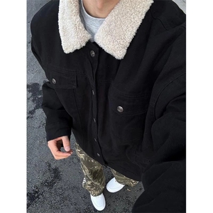 【有货】866CC-P75 羊羔毛棉服外套男加绒加厚翻领牛仔夹克图片