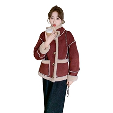 2024年冬季新款皮毛一体羊羔毛外套女0151，女装羊羔毛/颗粒绒，浙宝069