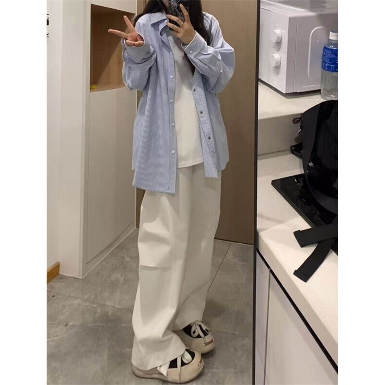 条纹衬衫男女长袖韩版潮流刺绣宽松百搭2025夏ins外套CY1123-P38,男装衬衫,星座412-3