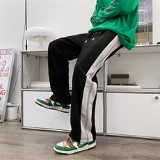 春秋季美式高街垂感休闲长裤男士潮牌hiphop撞边阔腿裤K5010-P39，男装休闲裤，星座512-2