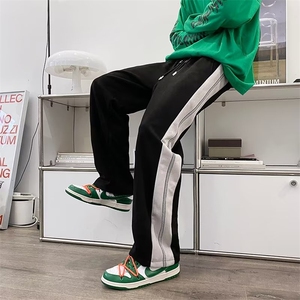 春秋季美式高街垂感休闲长裤男士潮牌hiphop撞边阔腿裤 K5010-P39图片