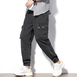 2021春季新日系白墙潮流大码男工装九分裤束脚牛仔裤K002-P65图片