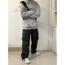 直筒工装裤子男款宽松垂感男生休闲裤四季款阔腿男裤KA18，男装休闲裤，星座1116A（原606A-3）