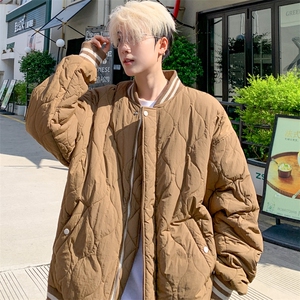 菱形格棉衣男冬季情侣棒球棉服加厚棉袄外套 M6077 P110 控148图片