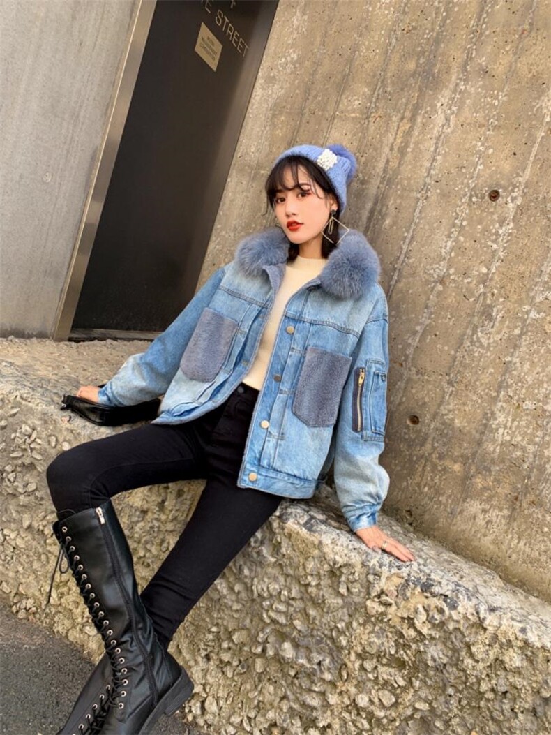 2021冬牛仔派克，女装，雪儿诱惑