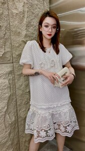 高品质重工艺手工订钻连衣裙图片