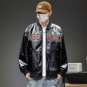 大码2XL-8XL男士休闲绣花皮衣夹克外套 8081-P80图片