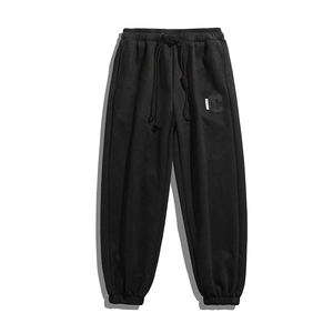 港风麂皮绒休闲裤男包边包条宽松大码束脚卫裤 KP602 P48图片