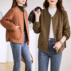 短款外套女2023新款冬季夹棉夹克秋冬薄款时尚棉衣棉服，女装棉衣/棉服，贵人树