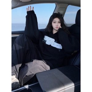 有货。字母贴布绣留须帽卫衣男女春秋外套WB666-P54图片