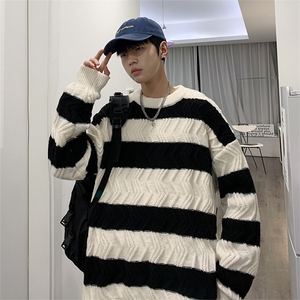 条纹毛衣男春秋款宽松小众衣服秋季ins潮流针织衫MY0916-P45图片
