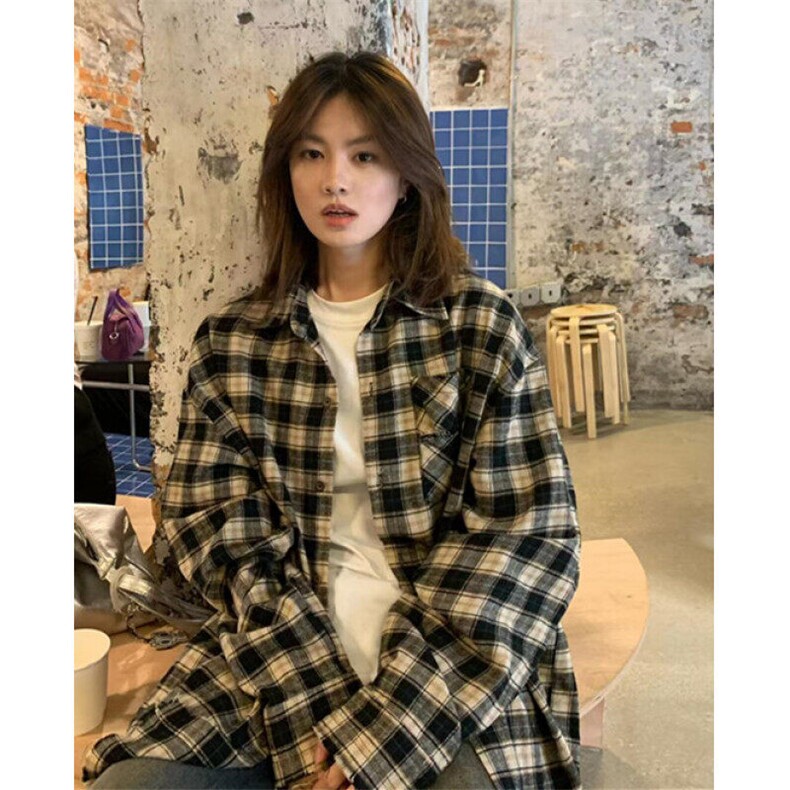 港风穿搭格子衬衫女春季新款小众设计上衣外套CK381,男装衬衫,星座1116A（原606A-3）