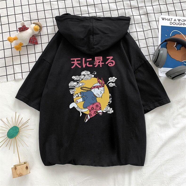 LD54012-P45连帽短袖t恤男大码胖子带帽五分袖中袖,男装T恤,电商A040