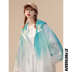 特批50无差价2024夏连帽冰丝扎染防晒衣中性风轻薄透气外套J25615，男装防晒衣，电商A001-1