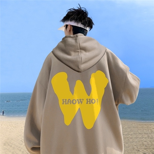 ！ 秋季重磅宽松大码港风黄W印花连帽卫衣LW115-特p35图片