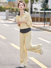 连帽卫衣阔腿裤套装女早春季2026新款时髦洋气拼色休闲运动两件套，女装套装/套裙，浙宝029