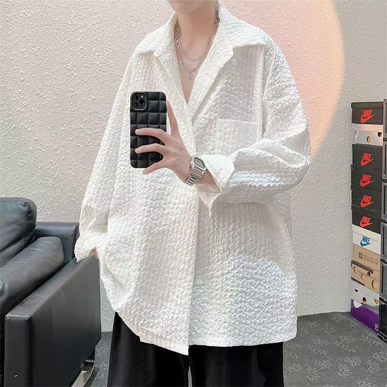 C70-P32高级感炸街衬衫男女款设计感小众ins痞帅,男装衬衫,电商B323A