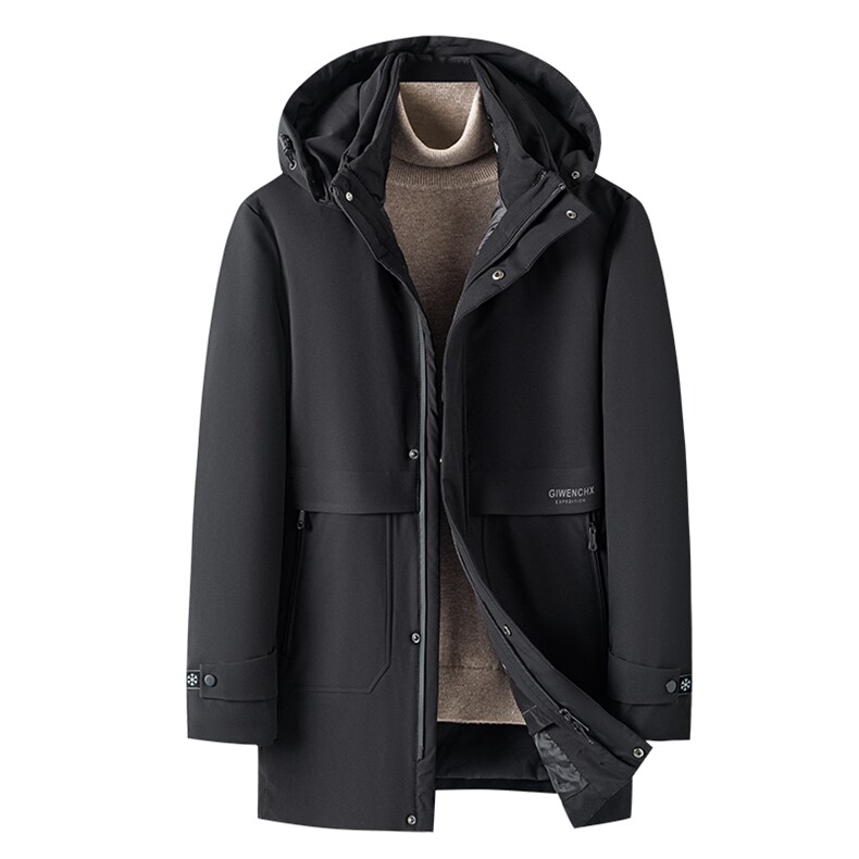 2023冬季新款羽绒服男可脱卸帽纯色休闲90白鸭绒外套HB9903-P300,男装羽绒服,电商B212（原钱塘6029）