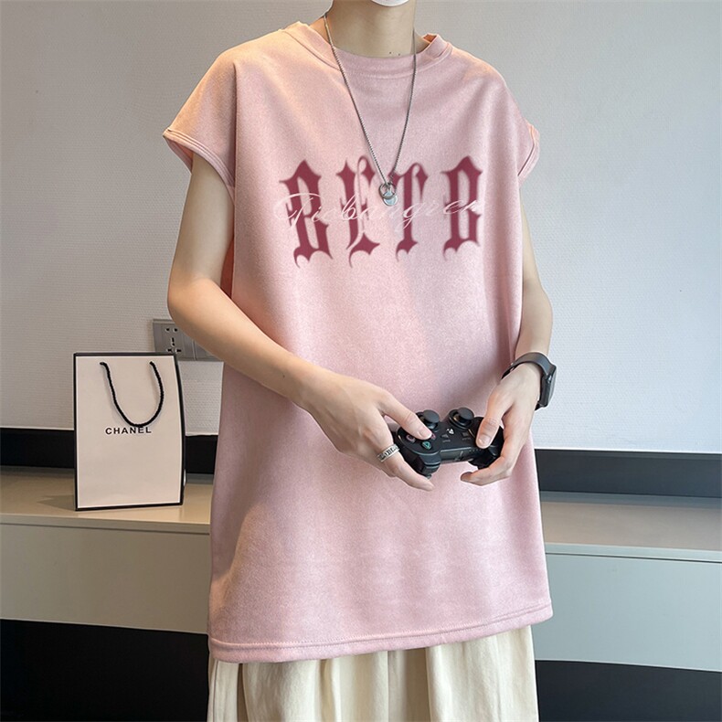 鹿皮绒背心t恤男夏季韩版潮流简约上衣港风宽松休闲T06631-P30,男装T恤,星座308B-1