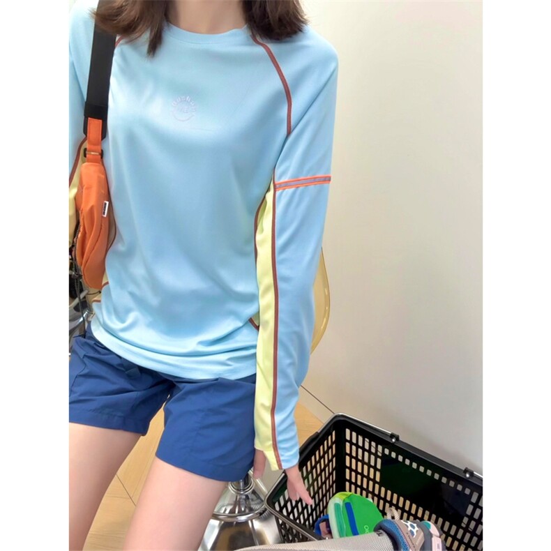 高品户外山系轻薄透气速干撞色骑行运动长袖T恤男女A1354-P48,男装T恤,星座1505
