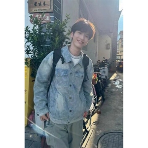 2026春秋季渐变肌理感牛仔夹克潮流高街做旧外套男上衣W6606-P76图片