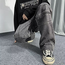 牛仔裤潮男潮流ins中腰青春流行新款文艺时尚修身小脚春季长裤，男装牛仔裤，星座1210-1