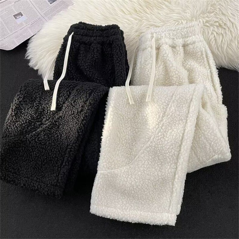 羊羔绒弯刀棉裤加绒加厚卫裤青少年大口袋保暖长裤H65P50，男装棉裤，星座1013-1