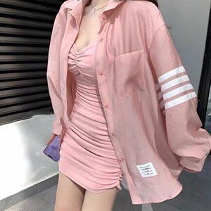 夏季新款洋气欧货4条杠显瘦衬衫防晒衣,女装衬衫,L·H·X