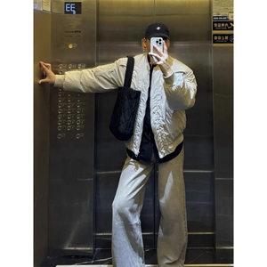 冬季潮牌大码300斤弧形解构夹克棉服男美式复古宽松bomber棒球服图片