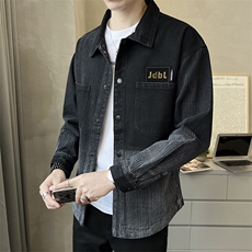 春季牛仔条纹衬衫外套休闲长袖上衣C520-P110，男装衬衫，电商A237
