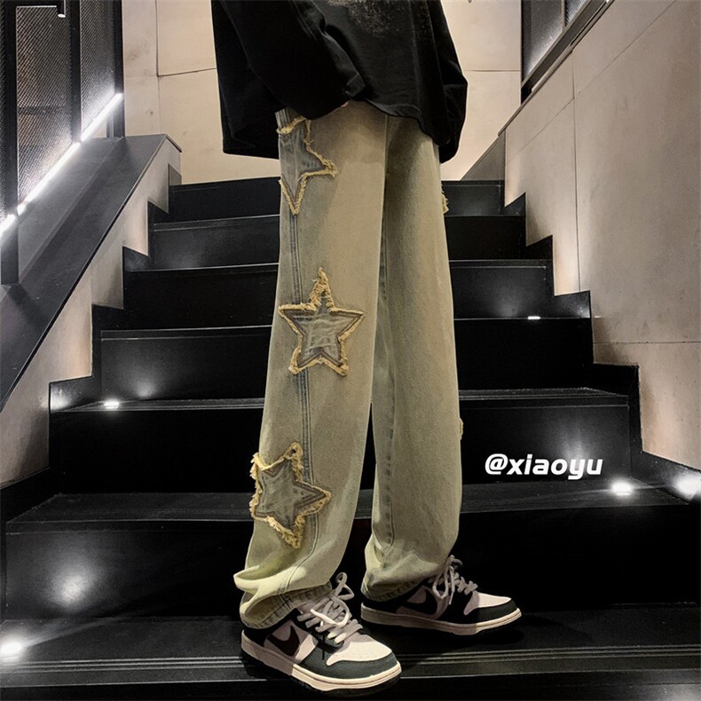 XZ616 春季新款黄泥色星星牛仔裤 TY517 P55控68图片