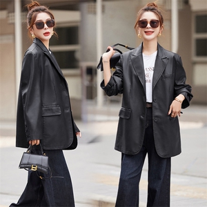 BAO款皮衣女2025新款款小个子高级感宽松春秋季韩版洋气西装外套图片