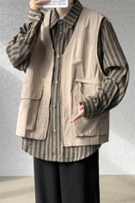 8XL-M特大码衬衫男假两件拼接衬衫新中式坎肩马甲外穿CS508TP68，男装衬衫，电商D206-1