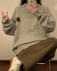 XZ222-1/M005/P45/控68宽松休闲印花猫毛衣，男装针织衫/毛衣，星座809A(原222-1)