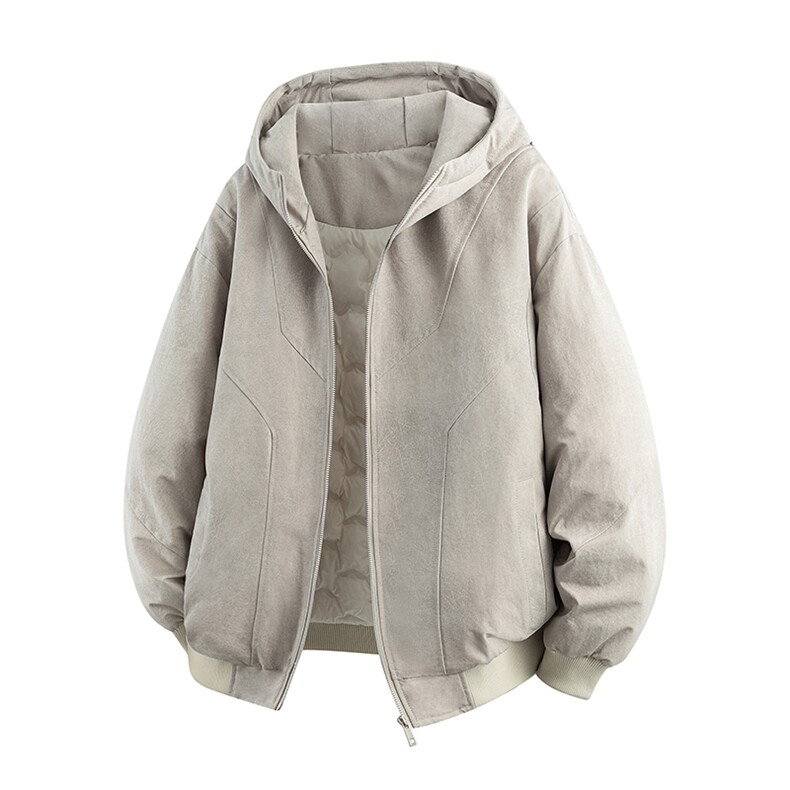 90%绒夹克式羽绒服男连帽休闲加厚白鸭绒外套YR006-P205图片